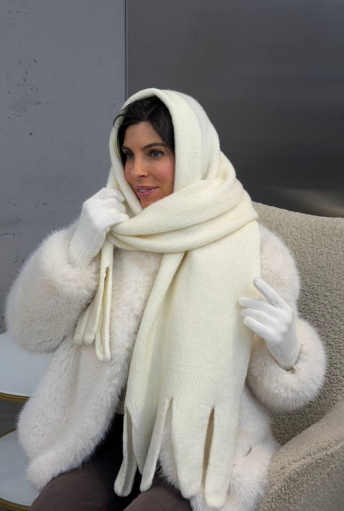 Wool scarf Wave White