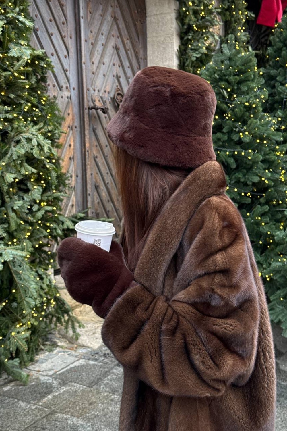 Панама з еко-хутра Prinsess Шоколад