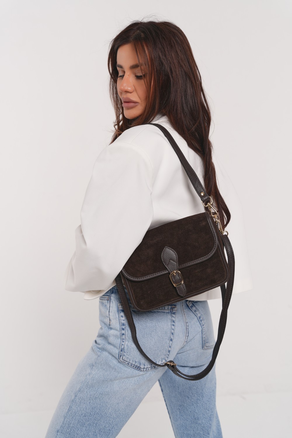 Olivia Chocolate bag (suede)