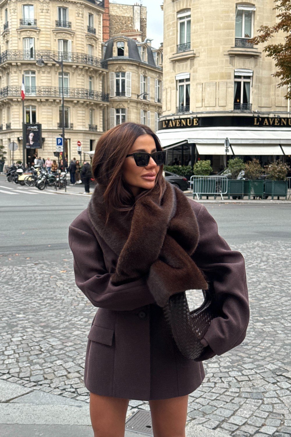 Chocolate eco-fur scarf